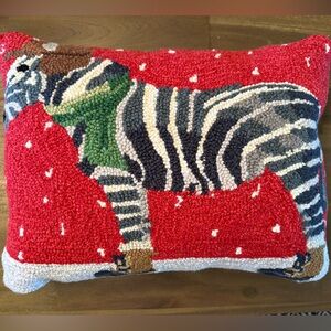 Grandin Road Winter Zebra Wool Pillow Cover With Pillow